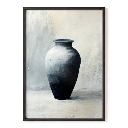 Vessel in Quiet Light – black, white, gray minimalist wall art, front view
