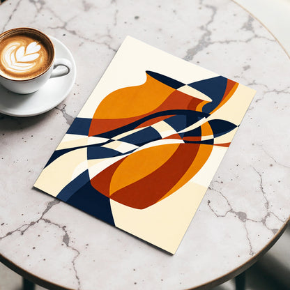 Vessels in Motion, blue, gold, brown abstract wall art displayed in a styled interior, gallery view 3