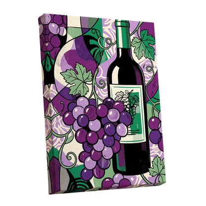 Vineyard After Dark, purple, green, black nature wall art shown as a stretched canvas wall art