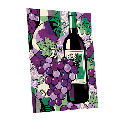 Vineyard After Dark, purple, green, black nature wall art shown as a unframed poster wall art print