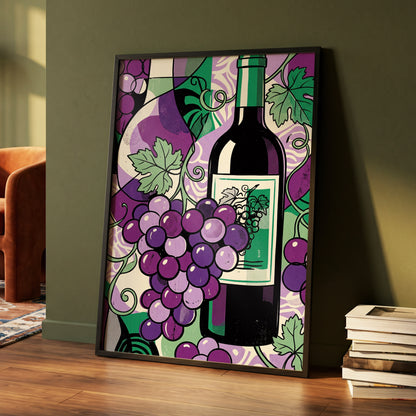 Vineyard After Dark, purple, green, black nature wall art displayed in a styled interior, gallery view 5
