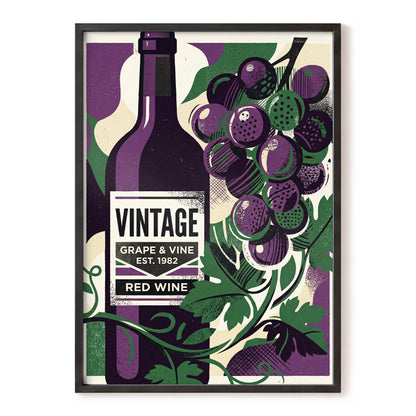 Vintage Vine Nocturne, purple, green, black nature wall art, front artwork view