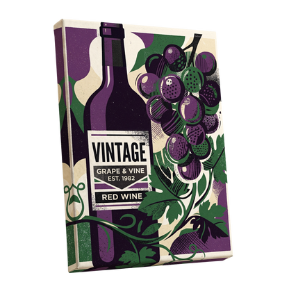 Vintage Vine Nocturne, purple, green, black nature wall art shown as a stretched canvas wall art