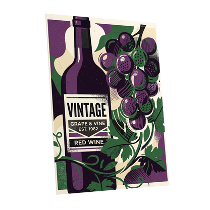 Vintage Vine Nocturne, purple, green, black nature wall art shown as a unframed poster wall art print