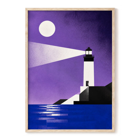 Violet Beacon, purple, black, blue nature wall art, front artwork view