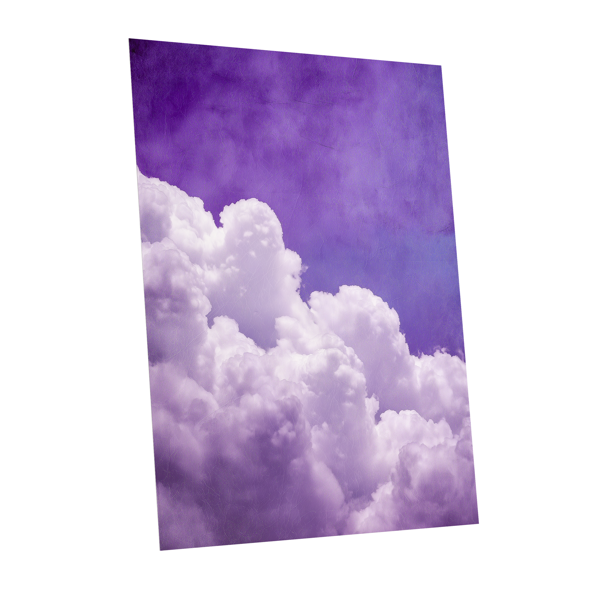 Violet Cloud Ascent, purple, white, blue nature wall art shown as a unframed poster wall art print