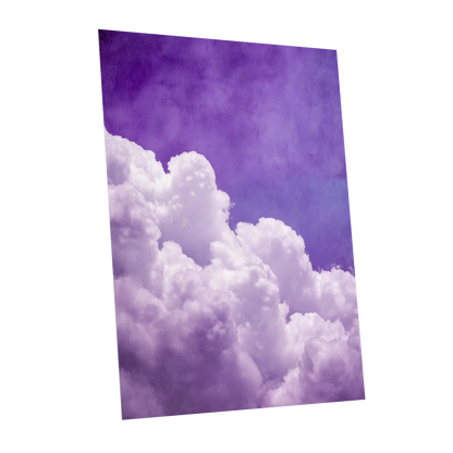 Violet Cloud Ascent, purple, white, blue nature wall art shown as a unframed poster wall art print