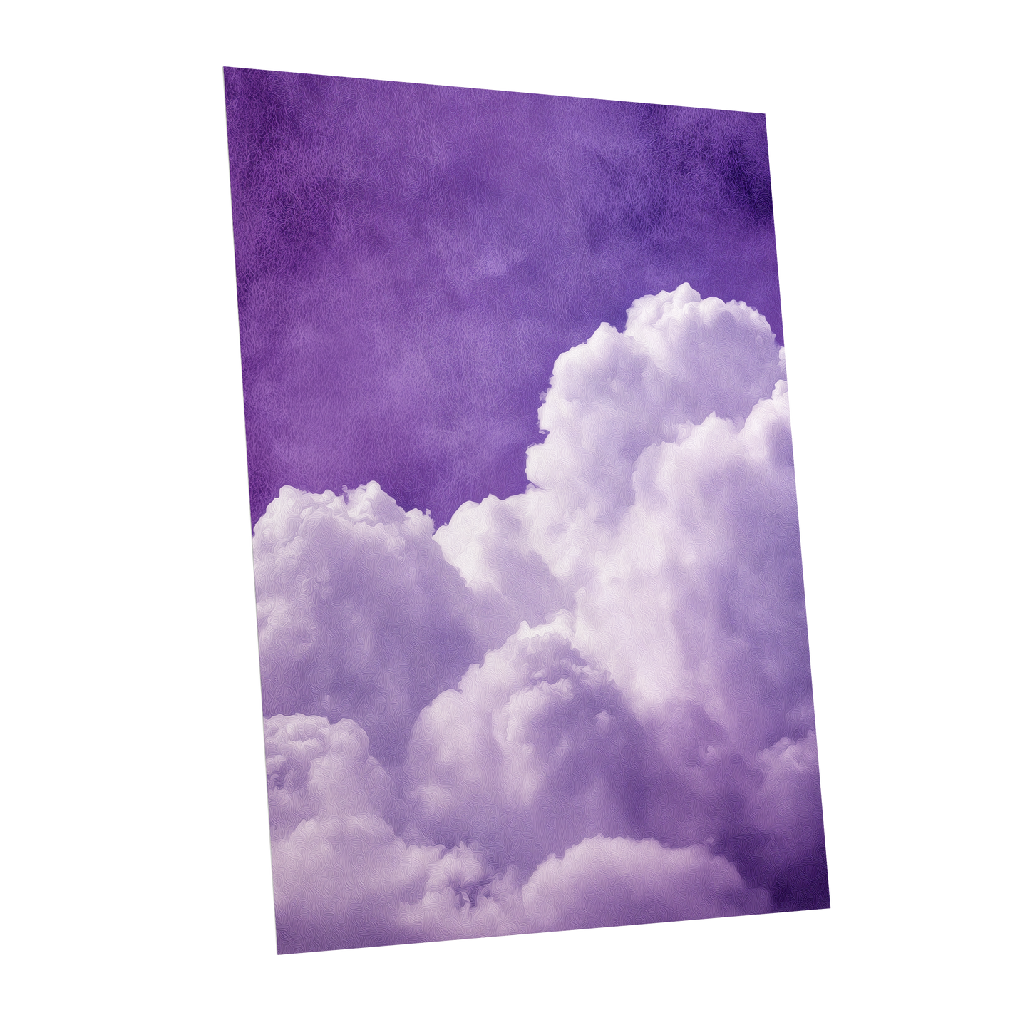Violet Cloud Reverie, purple, white, gray nature wall art shown as a unframed poster wall art print