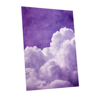 Violet Cloud Reverie, purple, white, gray nature wall art shown as a unframed poster wall art print