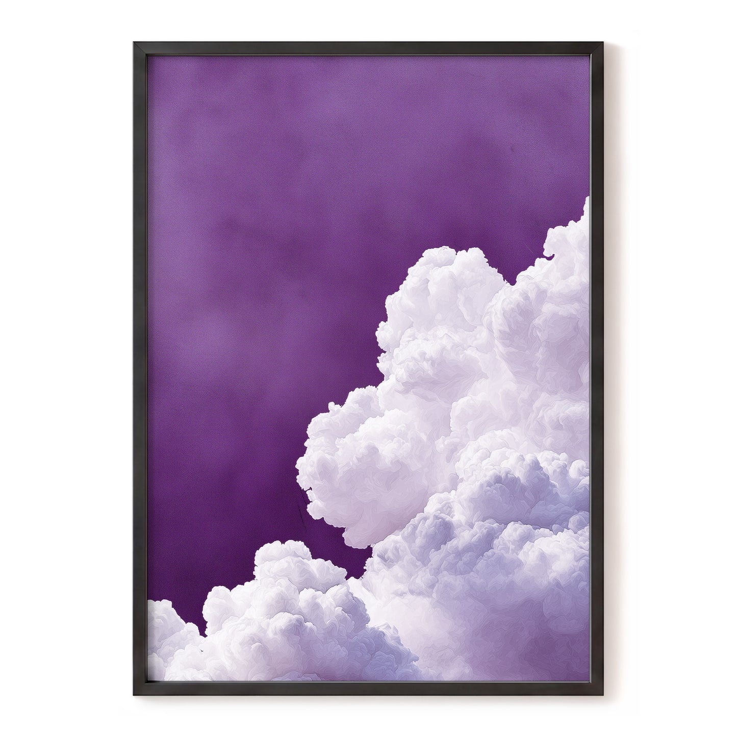 Violet Cloudscape, purple, white, gray nature wall art, front artwork view