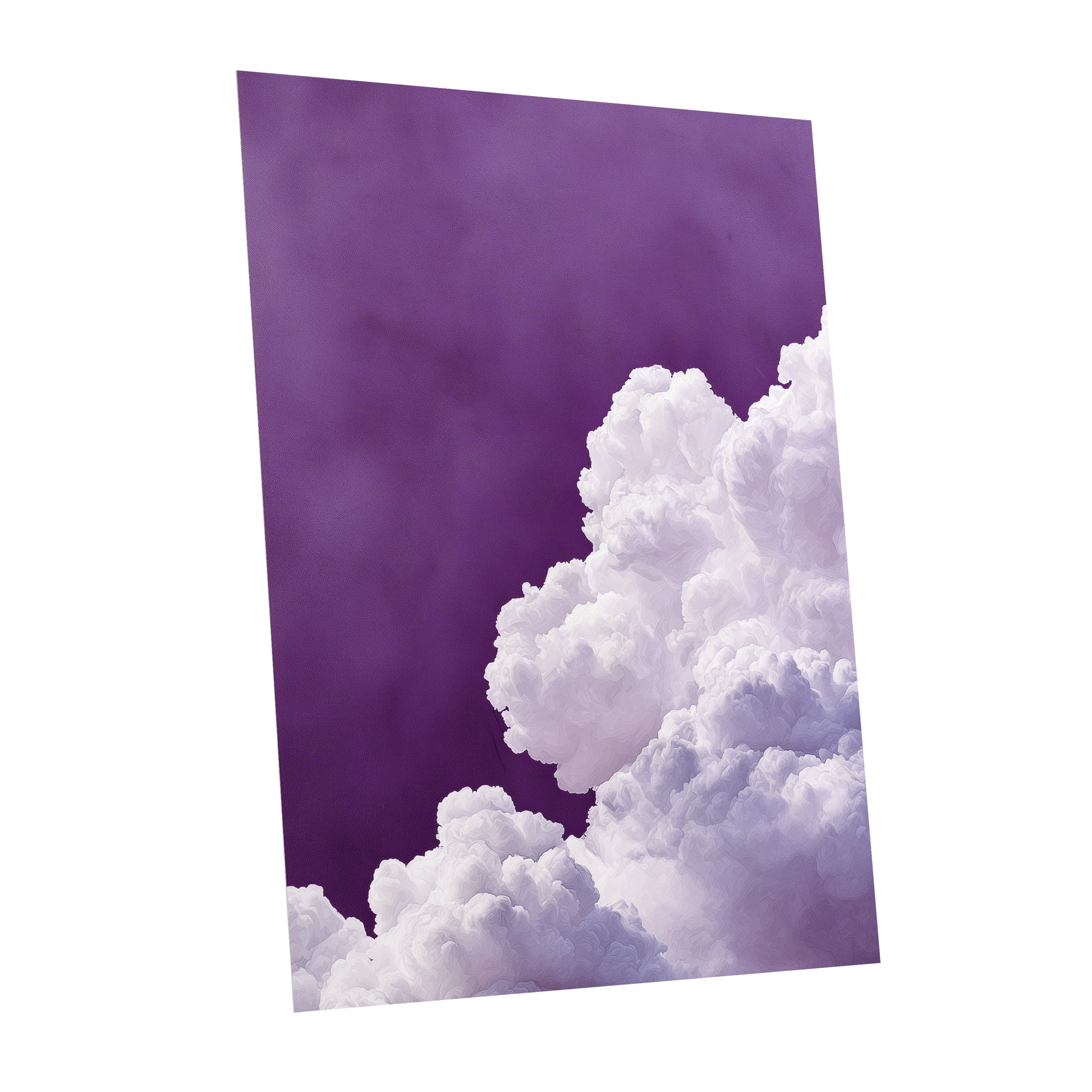 Violet Cloudscape, purple, white, gray nature wall art shown as a unframed poster wall art print