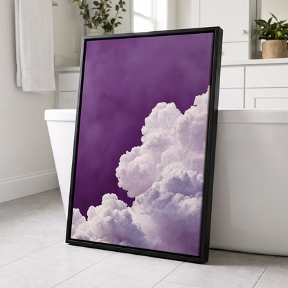 Violet Cloudscape, purple, white, gray nature wall art displayed in a styled interior, gallery view 4