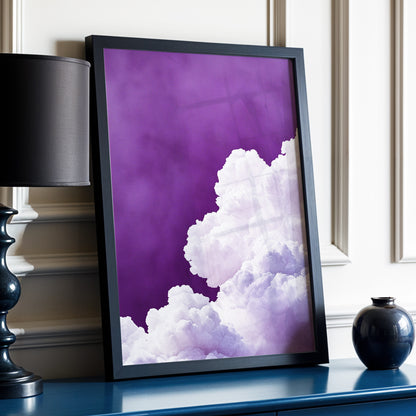 Violet Cloudscape, purple, white, gray nature wall art displayed in a styled interior, gallery view 9