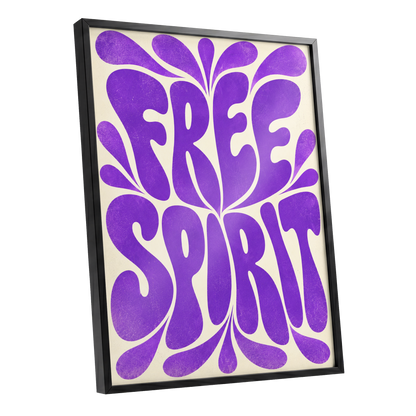 Violet Free Spirit, purple, beige abstract wall art shown as a black framed poster wall art print