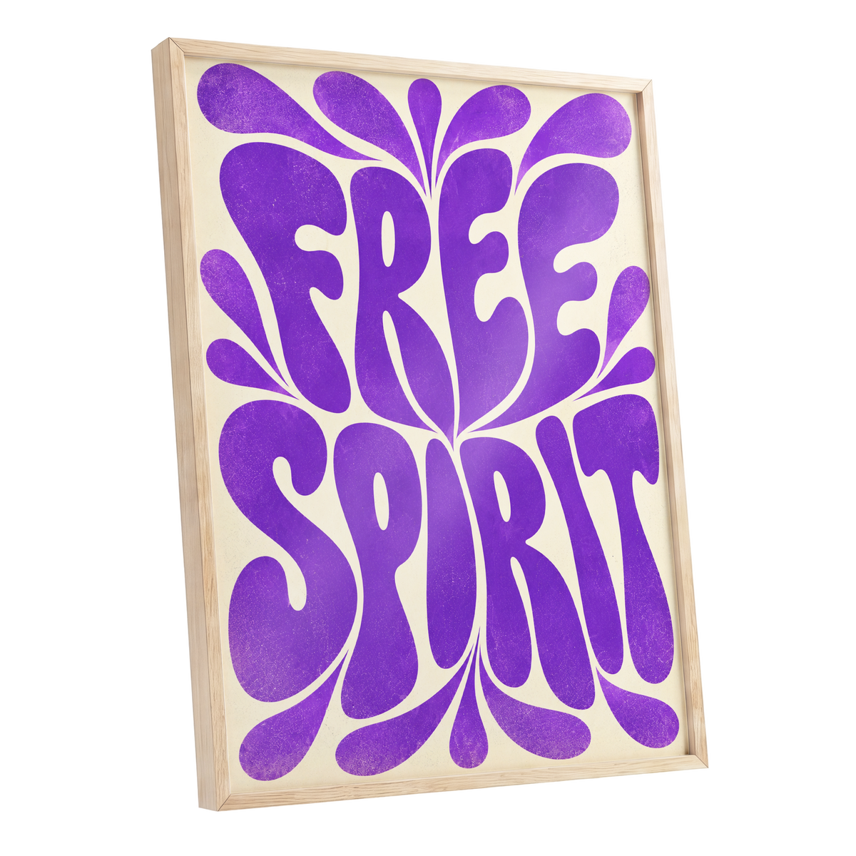 Violet Free Spirit, purple, beige abstract wall art shown as a oak framed poster wall art print