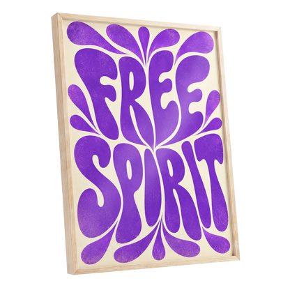 Violet Free Spirit, purple, beige abstract wall art shown as a oak framed poster wall art print