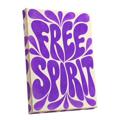 Violet Free Spirit, purple, beige abstract wall art shown as a stretched canvas wall art