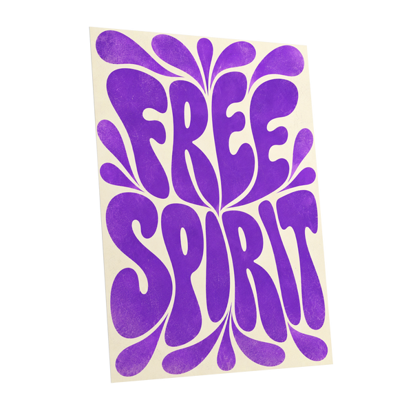 Violet Free Spirit, purple, beige abstract wall art shown as a unframed poster wall art print