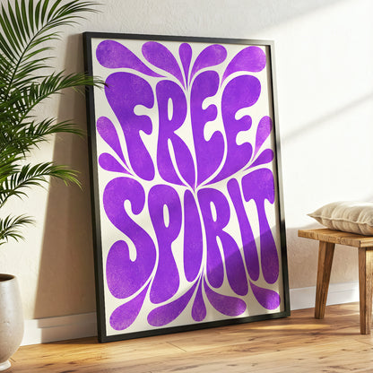 Violet Free Spirit, purple, beige abstract wall art displayed in a styled interior, gallery view 2