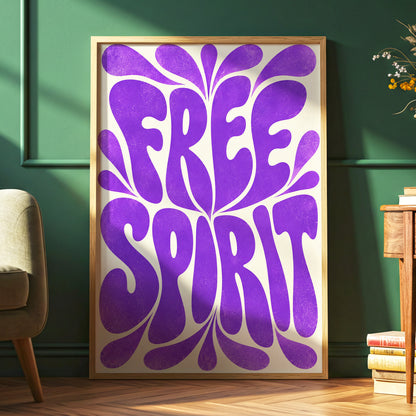 Violet Free Spirit, purple, beige abstract wall art displayed in a styled interior, gallery view 6