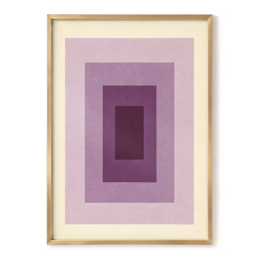 Violet Recession, purple, beige minimalist wall art, front artwork view