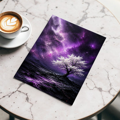 Violet Starbloom, purple, black, white nature wall art displayed in a styled interior, gallery view 5