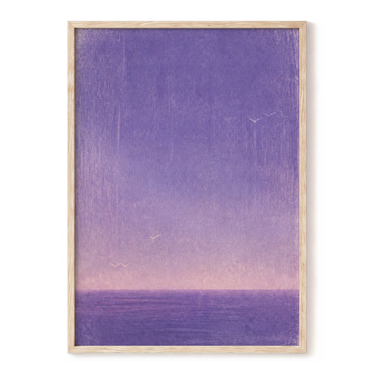 Violet Stillwater, purple, pink, white nature wall art, front artwork view