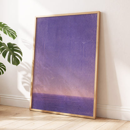 Violet Stillwater, purple, pink, white nature wall art displayed in a styled interior, gallery view 2