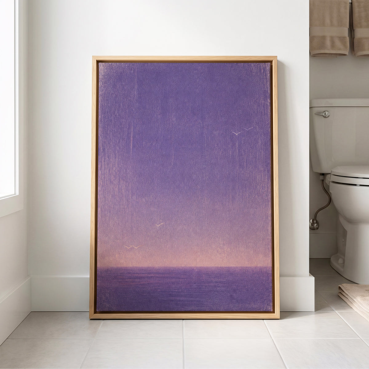 Violet Stillwater, purple, pink, white nature wall art displayed in a styled interior, gallery view 8