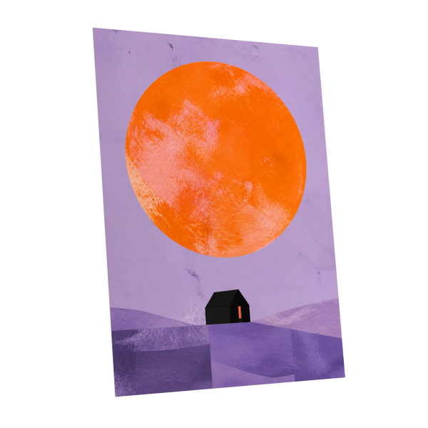 Violet Sun Shelter, black, orange, purple nature wall art shown as a unframed poster wall art print