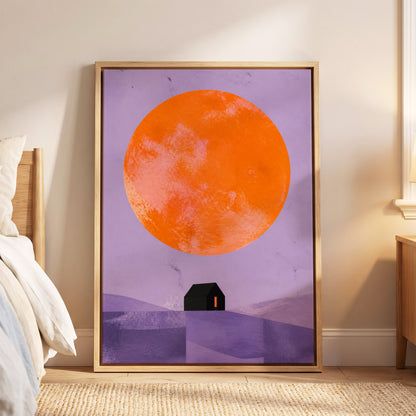 Violet Sun Shelter, black, orange, purple nature wall art displayed in a styled interior, gallery view 6