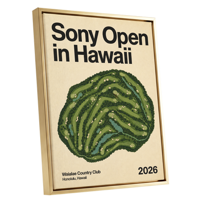 Waialae Greenscape, green, beige, black nature wall art shown as a gold framed canvas wall art