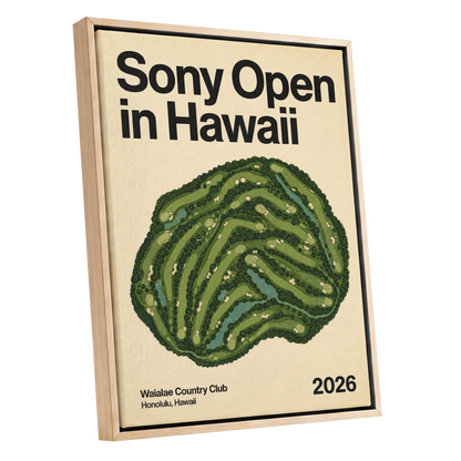 Waialae Greenscape, green, beige, black nature wall art shown as a oak framed canvas wall art