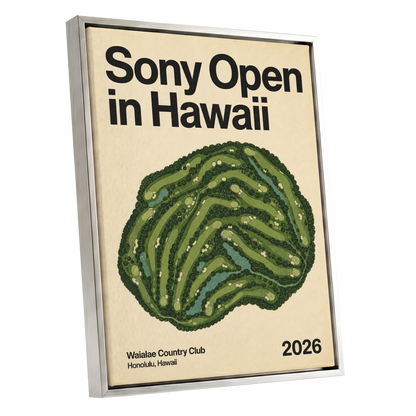 Waialae Greenscape, green, beige, black nature wall art shown as a silver framed canvas wall art