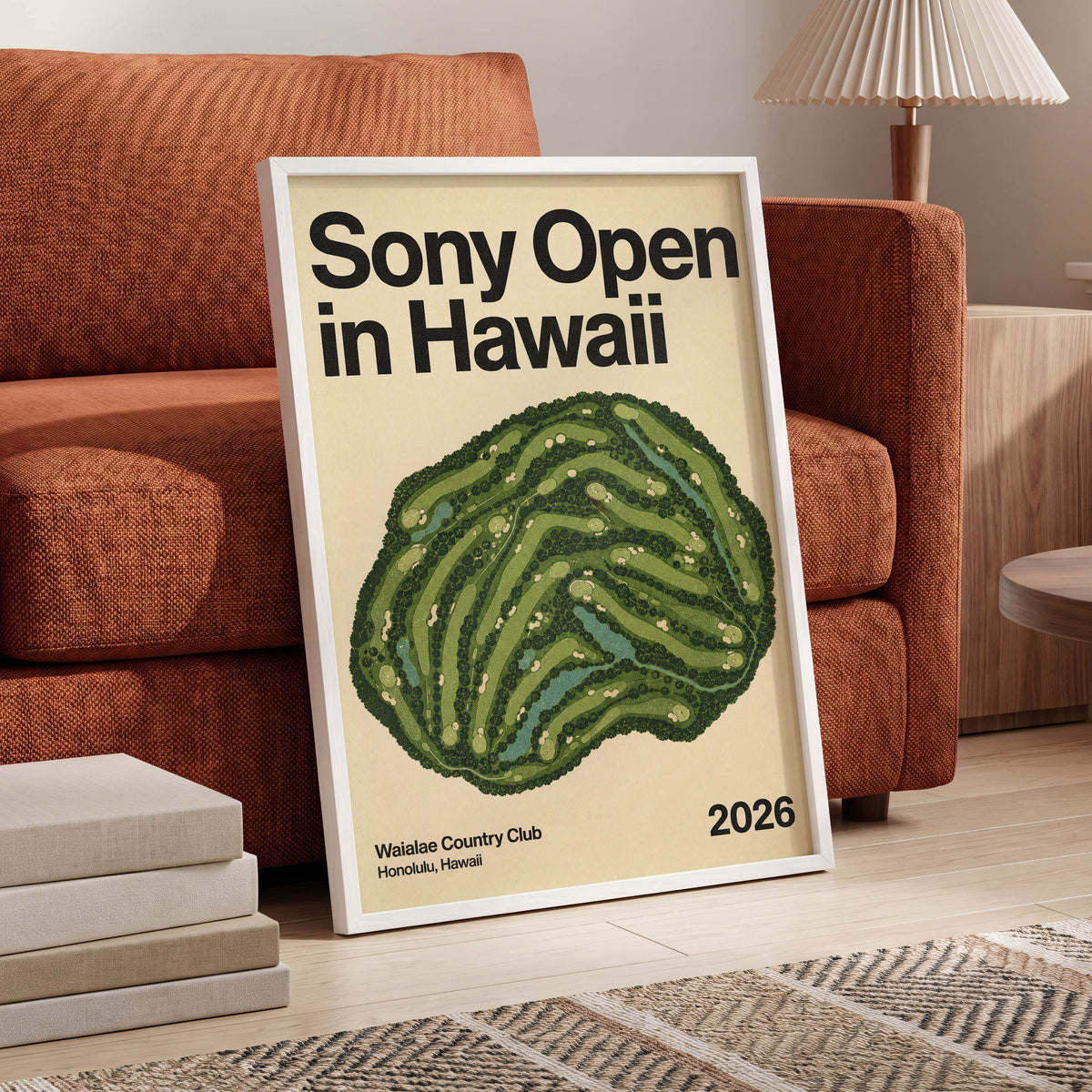 Waialae Greenscape, green, beige, black nature wall art displayed in a styled interior, gallery view 6