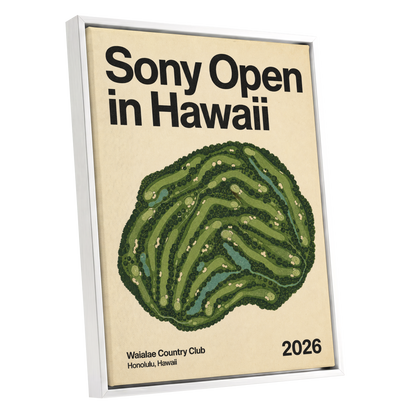 Waialae Greenscape, green, beige, black nature wall art shown as a white framed canvas wall art