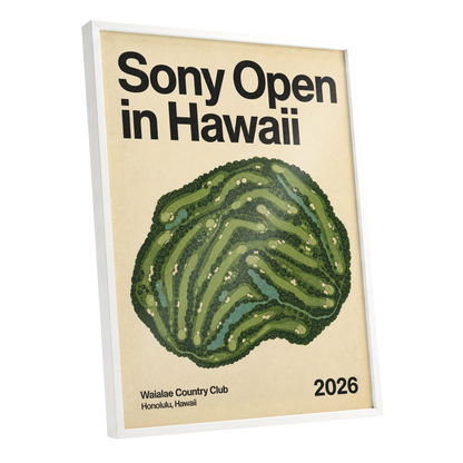 Waialae Greenscape, green, beige, black nature wall art shown as a white framed poster wall art print