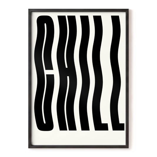 Wavy Chill, black, beige minimalist wall art, front artwork view