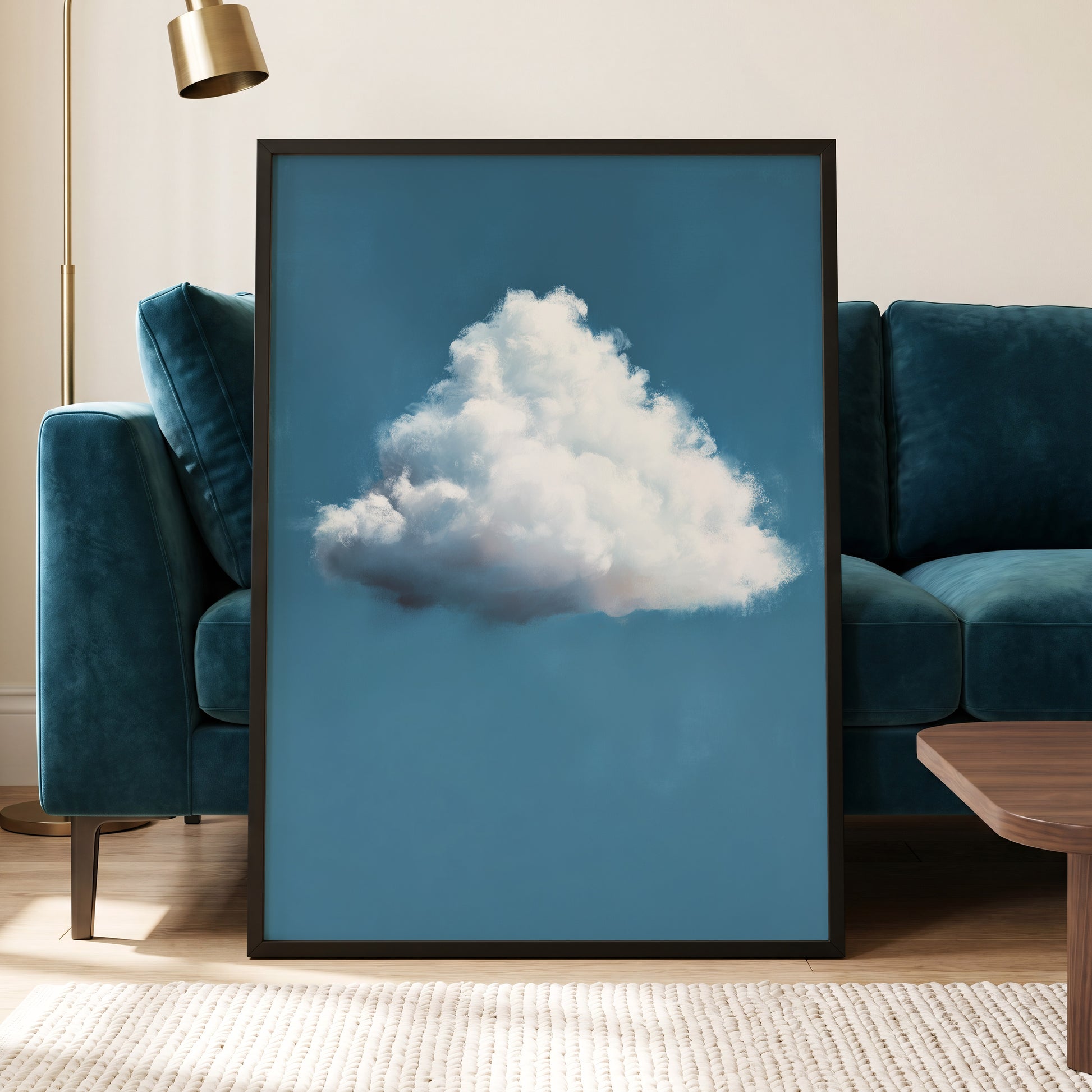 Weightless Weather, blue, white, gray nature wall art displayed in a styled interior, gallery view 2
