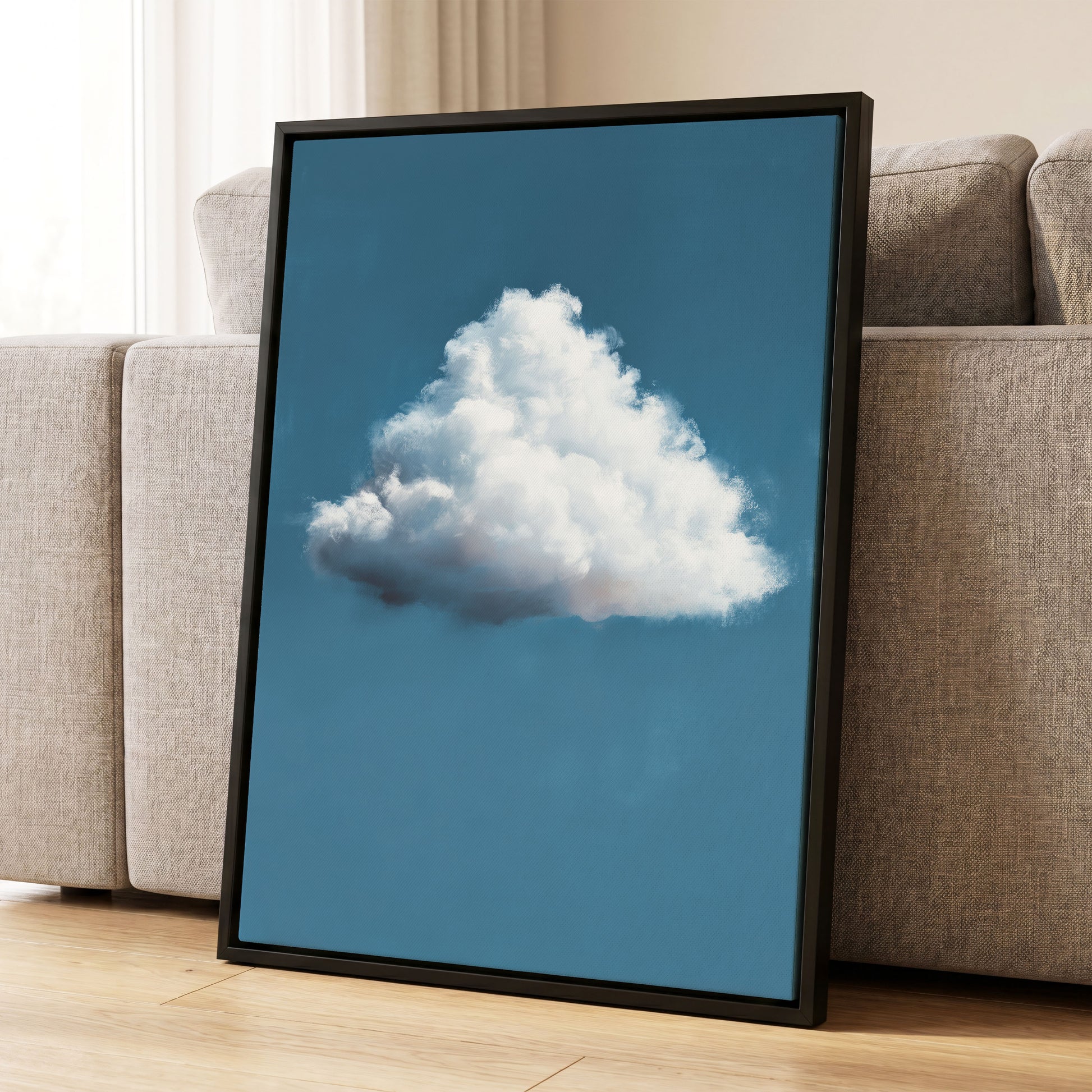 Weightless Weather, blue, white, gray nature wall art displayed in a styled interior, gallery view 4
