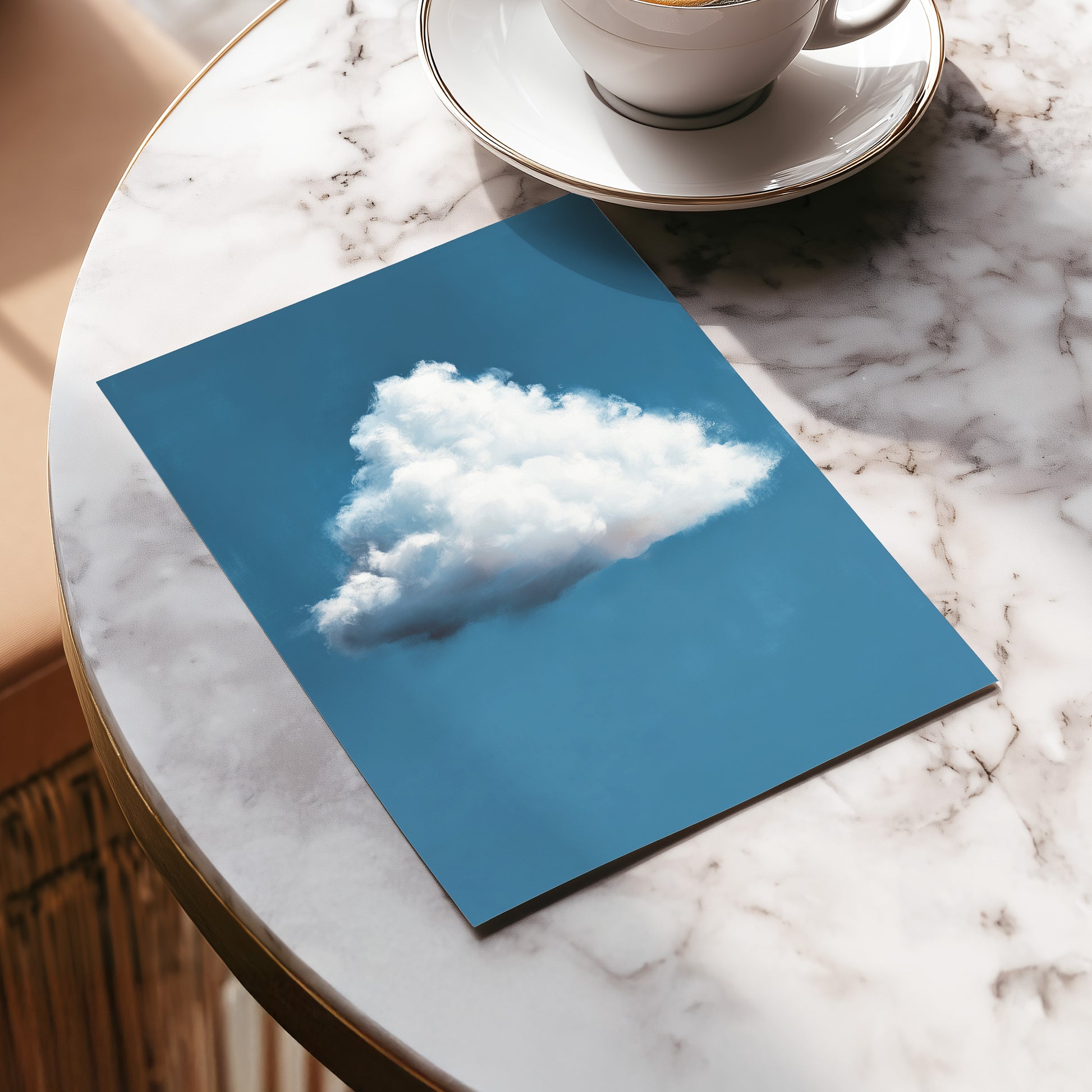 Weightless Weather, blue, white, gray nature wall art displayed in a styled interior, gallery view 5