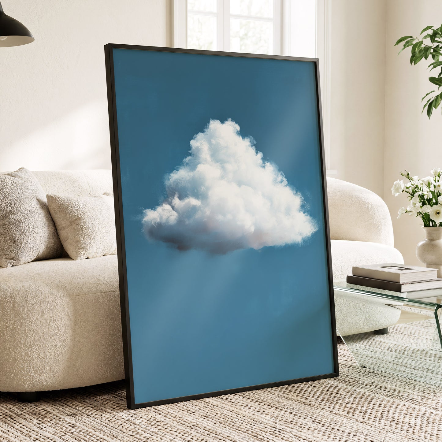 Weightless Weather, blue, white, gray nature wall art displayed in a styled interior, gallery view 6