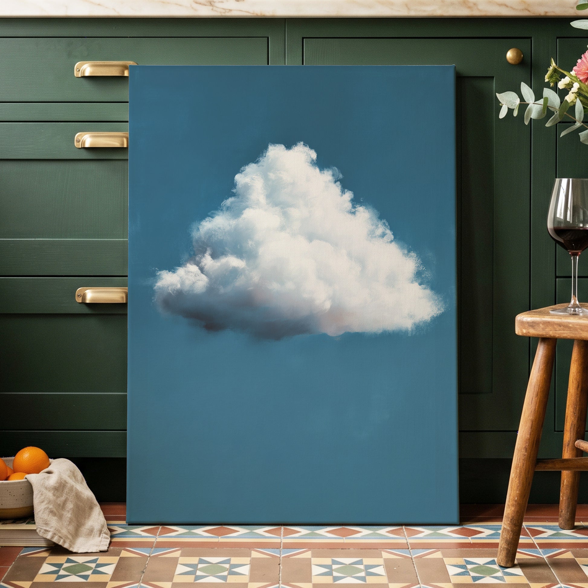 Weightless Weather, blue, white, gray nature wall art displayed in a styled interior, gallery view 7