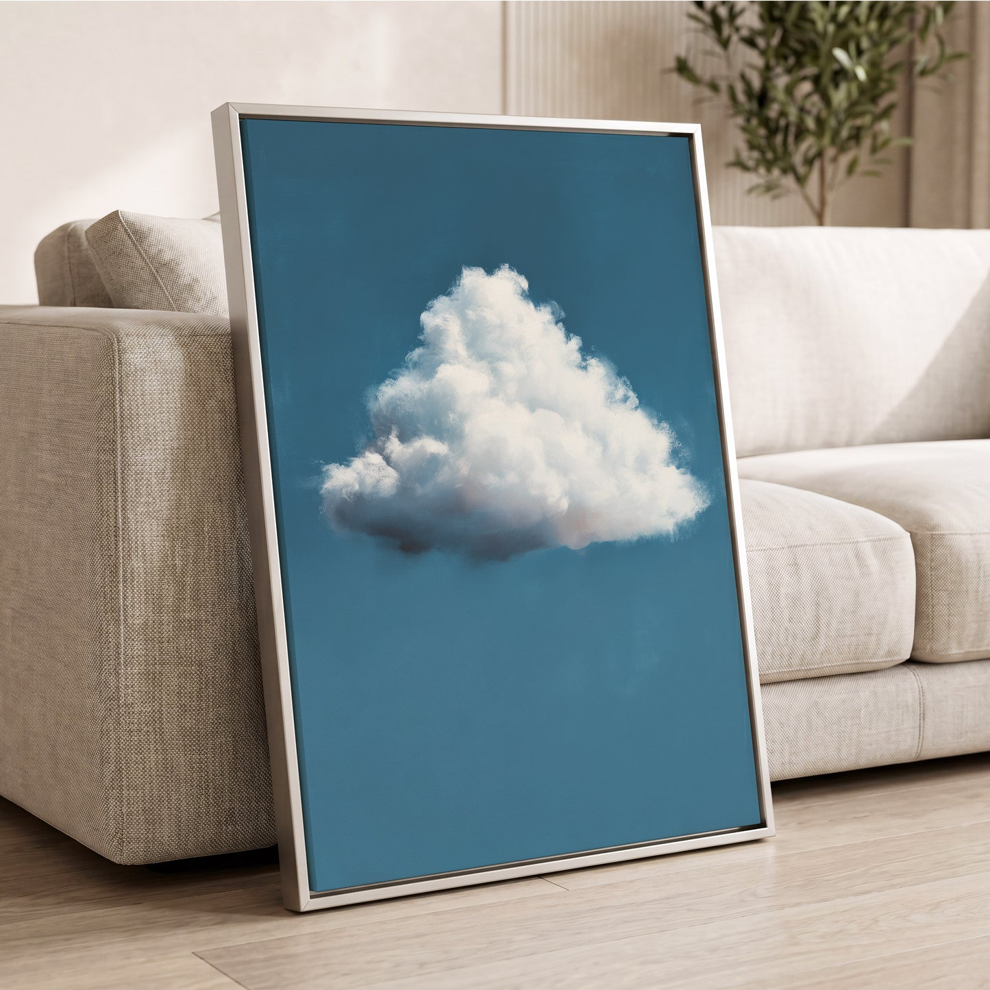 Weightless Weather, blue, white, gray nature wall art displayed in a styled interior, gallery view 8