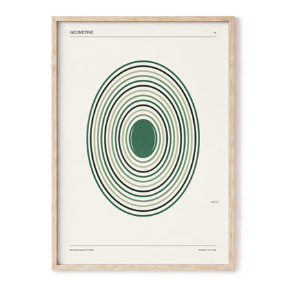 Weimar Echoes, green, beige, black minimalist wall art, front artwork view