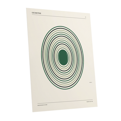 Weimar Echoes, green, beige, black minimalist wall art shown as a unframed poster wall art print