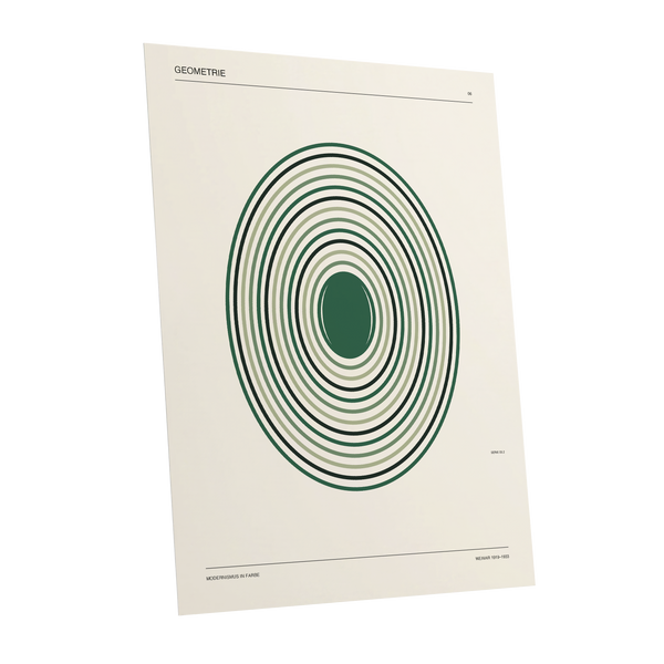 Weimar Echoes, green, beige, black minimalist wall art shown as a unframed poster wall art print