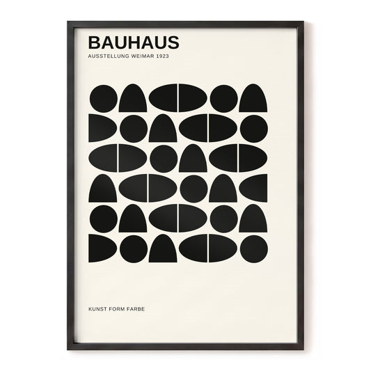 Weimar Form Study, black, beige minimalist wall art, front artwork view