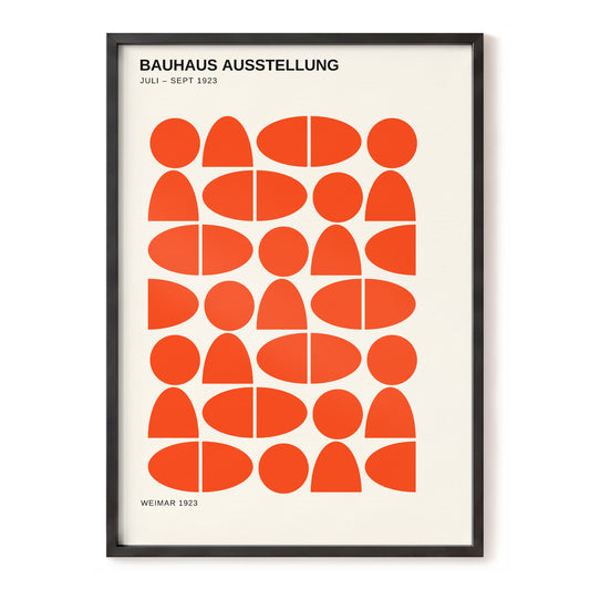 Weimar Forms, orange, beige, black minimalist wall art, front artwork view