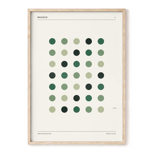 Weimar Green Rhythm, green, beige, black minimalist wall art, front artwork view